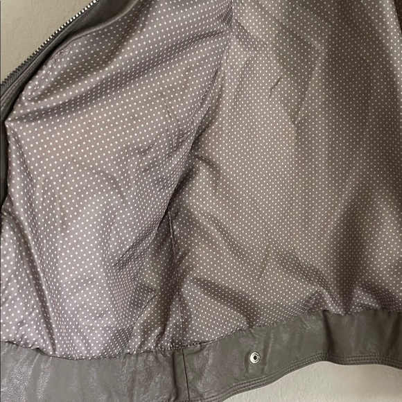 Rino Pelle Women Gray Taupe Faux Leather Moto Jacket Bikercore Outdoor Causal - Picture 5 of 14